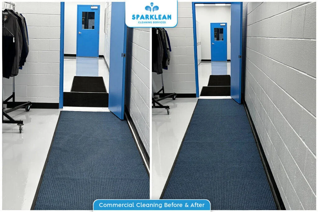 Commercial Entryway Floor Cleaning Before & After by Sparklean Cleaning Services