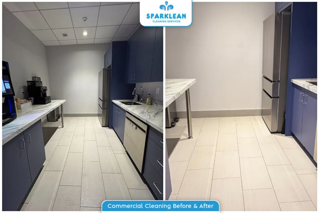 Commercial Kitchen Area Cleaning Before & After by Sparklean Cleaning Services