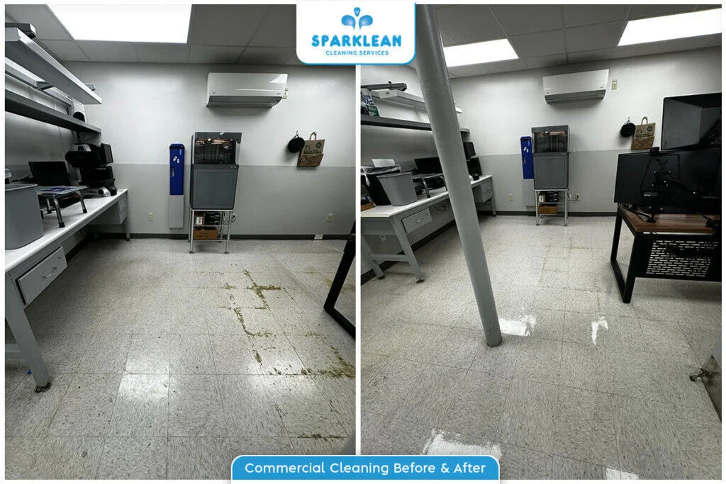 Commercial Lab Floor Cleaning Before & After by Sparklean Cleaning Services