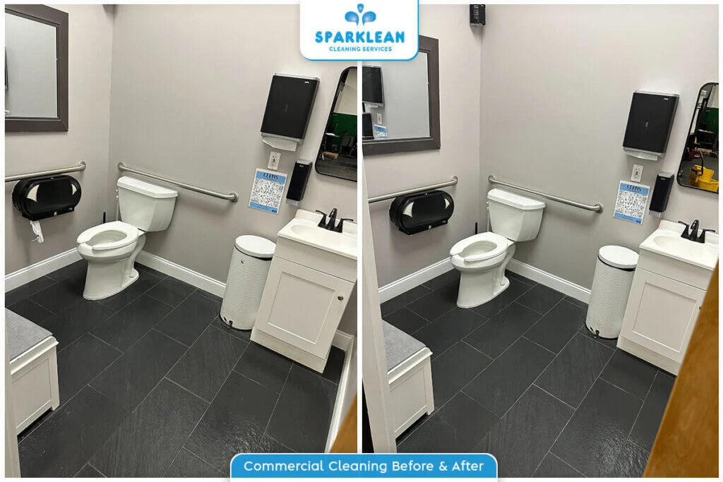 Commercial Restroom Cleaning Before & After by Sparklean Cleaning Services