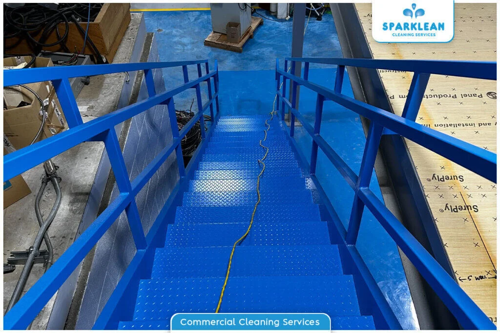 Industrial Stairway Floor Cleaning by Sparklean Cleaning Services