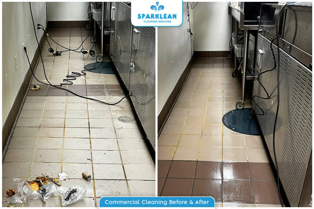 Real Commercial Floor Cleaning Result by Sparklean Cleaning Services