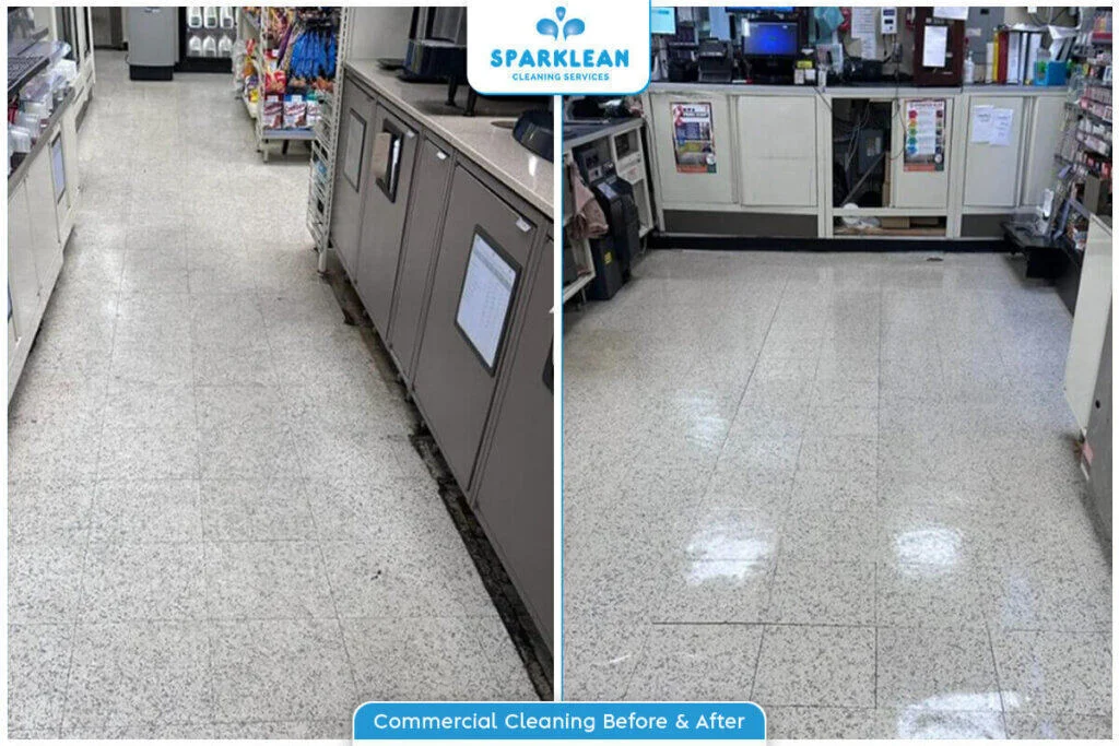 Retail Floor Cleaning Before & After by Sparklean Cleaning Services