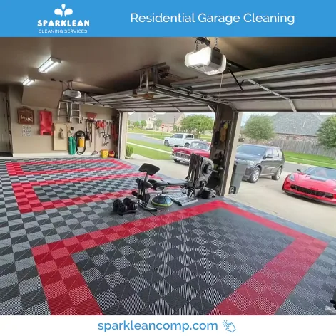 Residential Garage Cleaning - Sparklean Services, Decluttering Organization, Floor Cleaning Maintenance, Shelf Storage Unit Cleaning Services